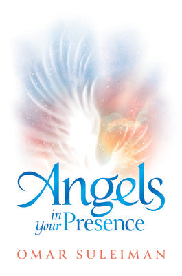Book cover of 'Angels in Your Presence' with colorful wings and author's name.