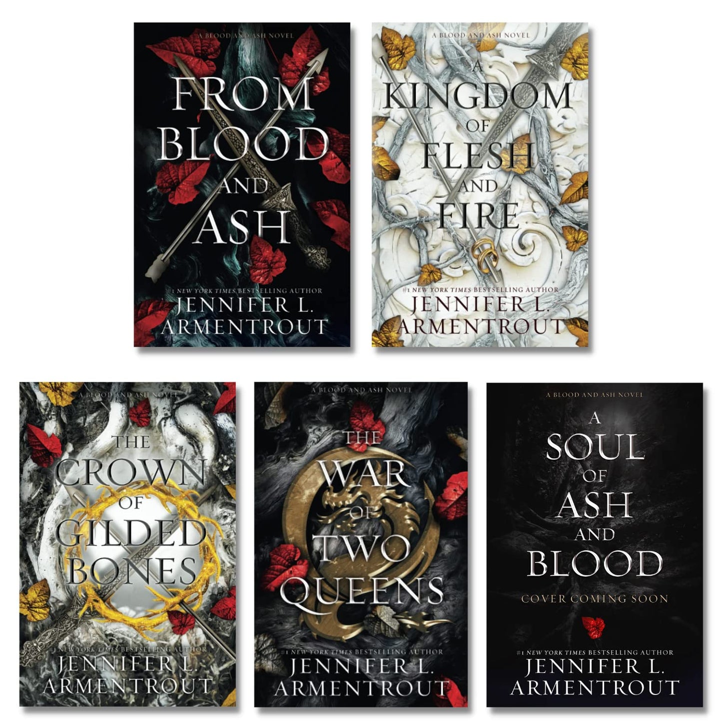 Five book covers by Jennifer L. Armentrout on a white background