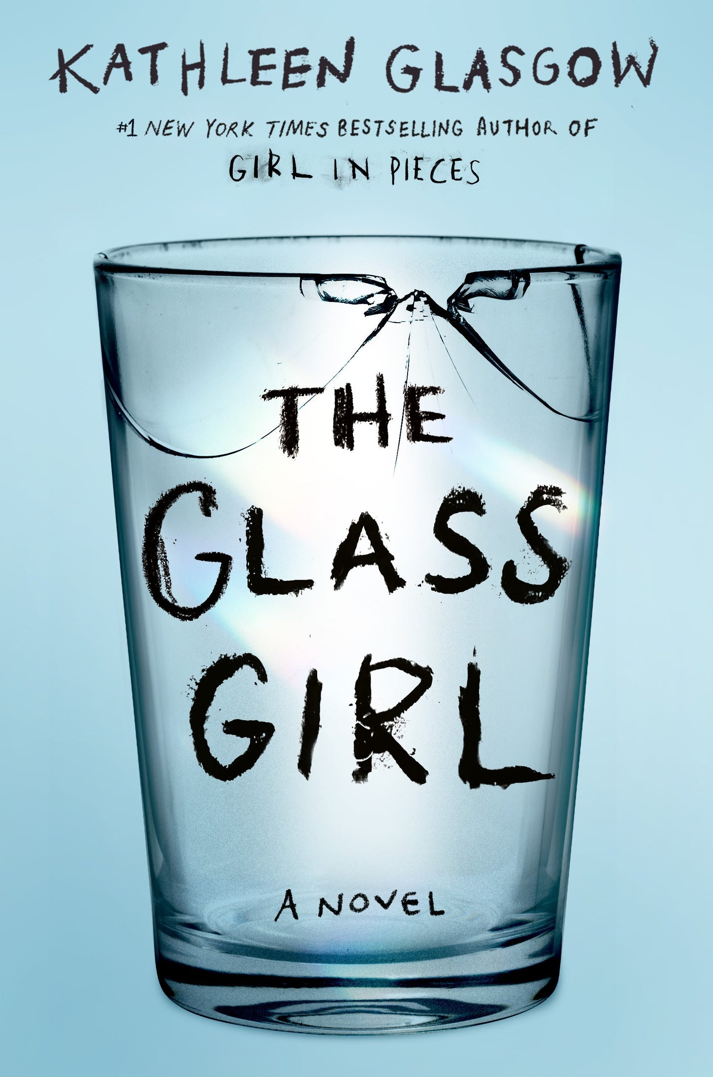Book cover of 'The Glass Girl' by Kathleen Glasgow featuring a broken glass cup.