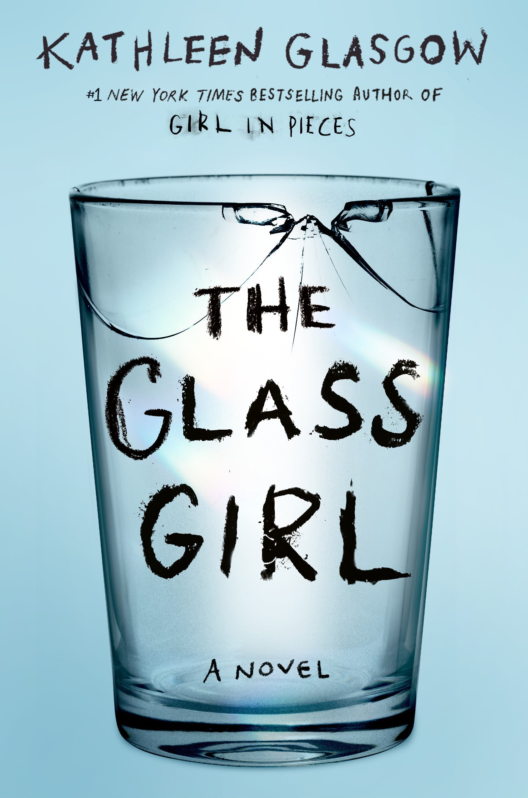 Book cover of 'The Glass Girl' by Kathleen Glasgow featuring a broken glass cup.
