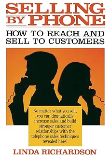 Book cover of 'Selling by Phone' by Linda Richardson with silhouettes of a man and woman on an orange background.