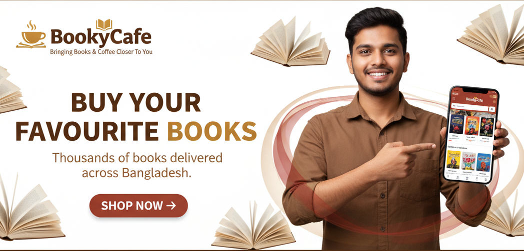 Man holding a smartphone displaying a book shopping app with Book Lovers branding.